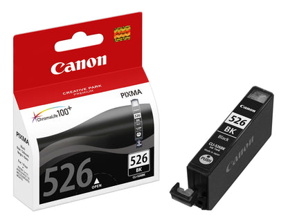 Canon CLI-526BK blækpatron sort i rød/hvid emballage med tydelig PIXMA-serie mærkning.
