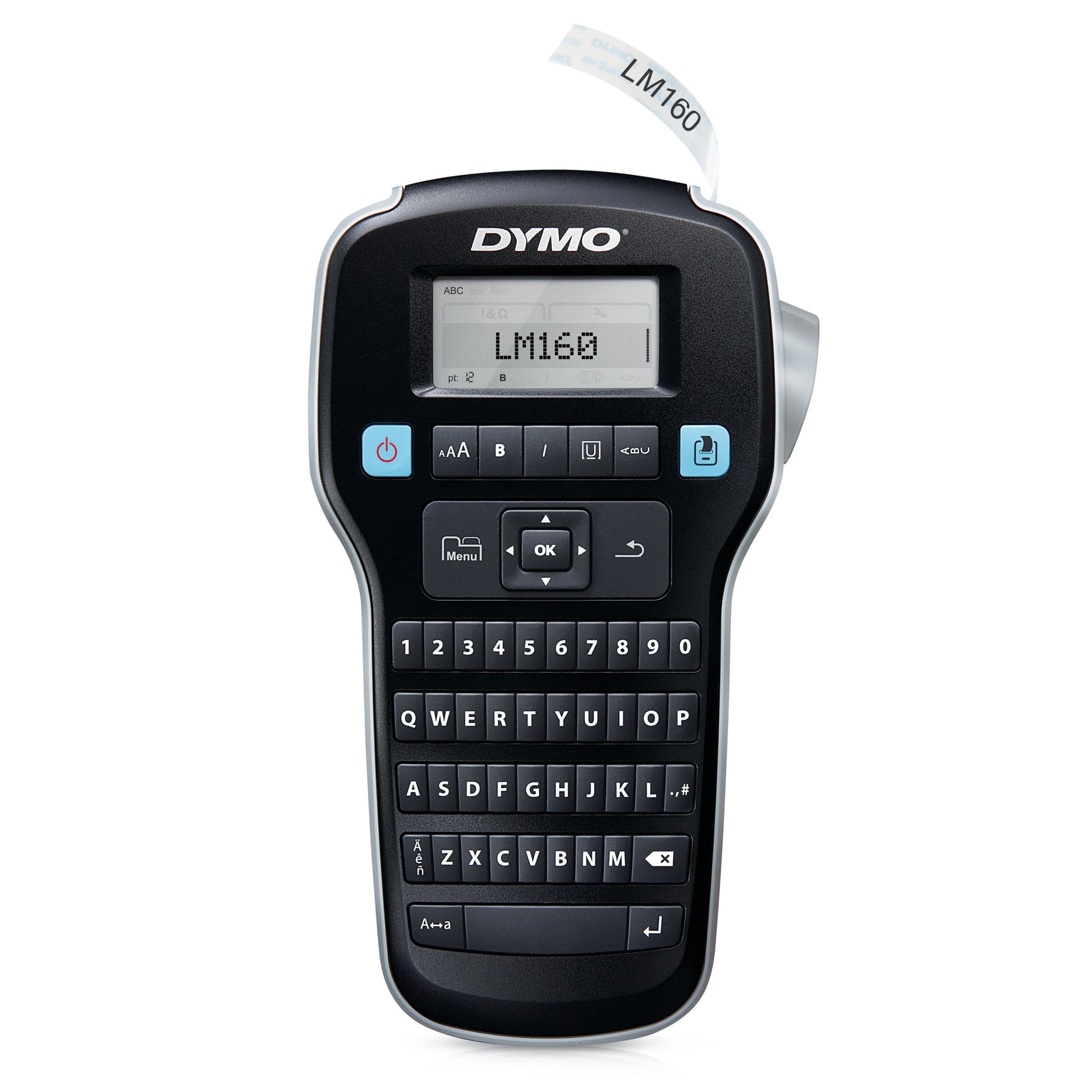 Dymo Labelmaskine 160 sort, QWERTY-tastatur, lille LCD-skærm, kompatibel med D1-etiketter.