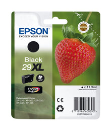 Epson T2991 XL sort blækpatron med jordbærillustration, 11,3 ml, op til 470 sider, til Expression Home-printere.