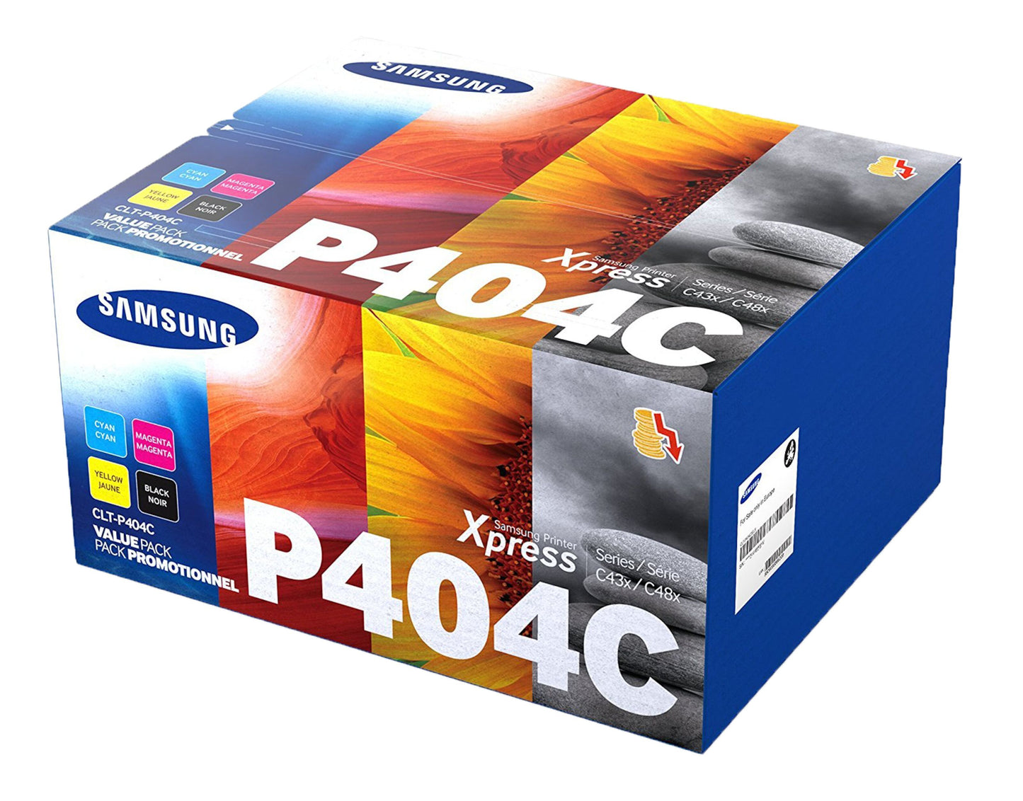 Samsung toner CLT-P404C/ELS 4-pak original cyan, magenta, gul og sort til Samsung C43x/C48x-serien.