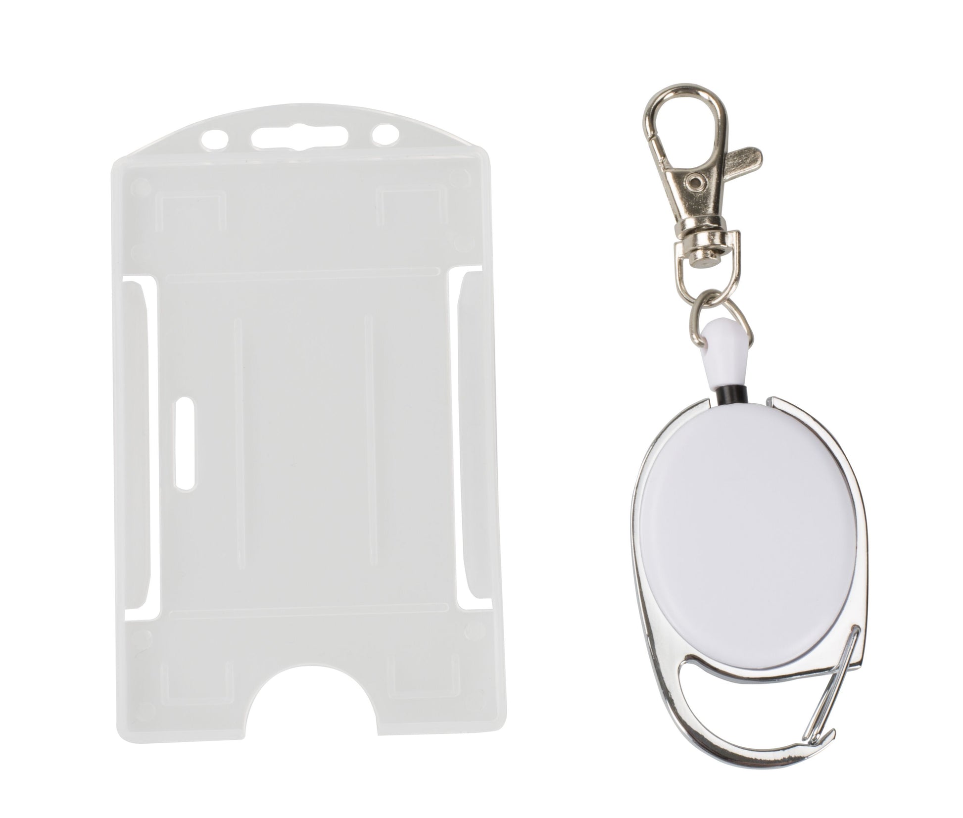 Luxorparts kortholder med jojo, klar plast ID-holder og udtrækkelig badge-reel med clip og metalkrog.