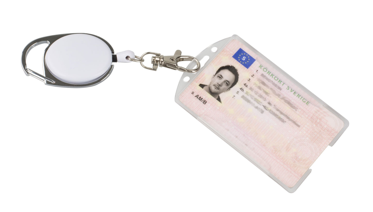 Luxorparts kortholder med transparent ID-kortholder, udtrækkelig badge jojo og clip.