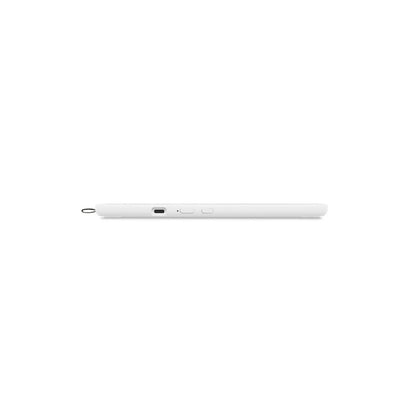 Wacom One 14 tegneskærm hvid, side med lille sensor, til knapper, port og løkke til pen.