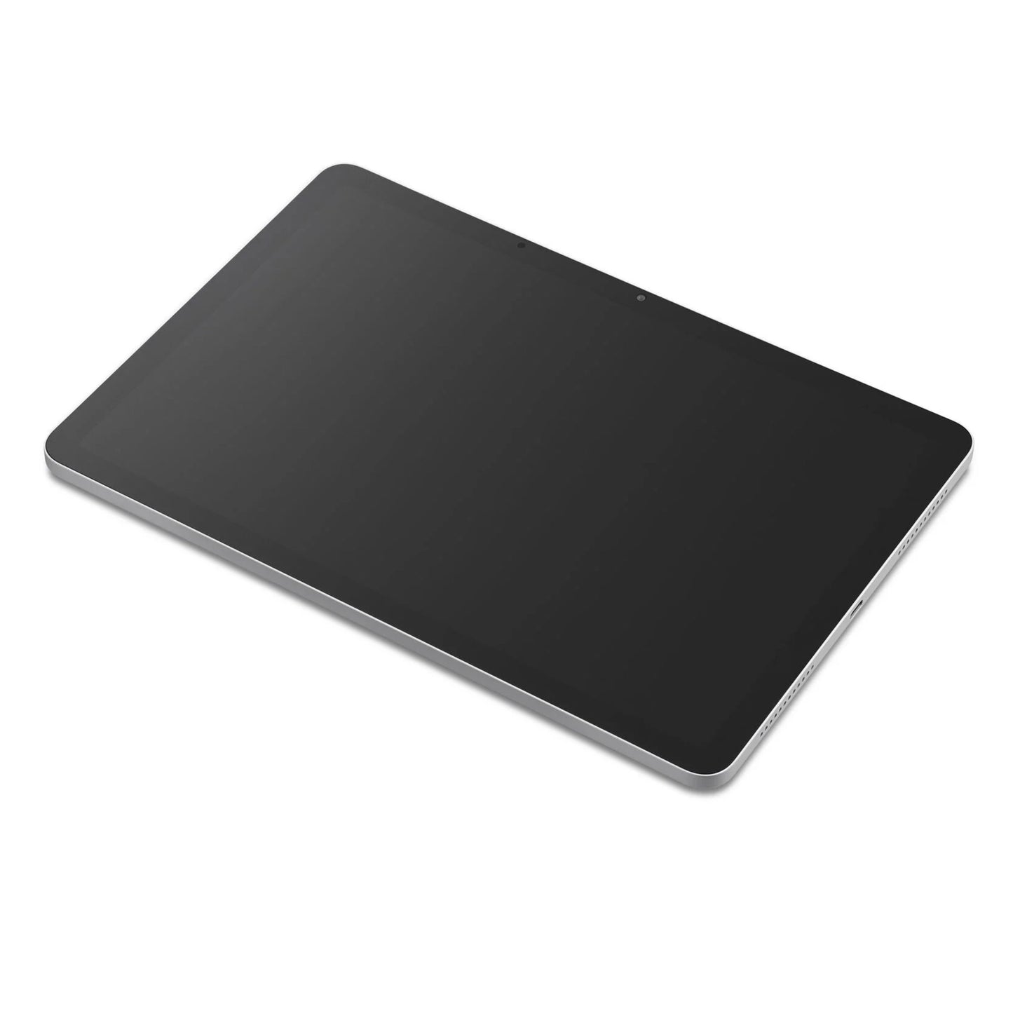 Wacom MovinkPad 11 tegneplade med skærm i sort med stor slukket skærm og smalle sølvkanter, vist fra vinkel.