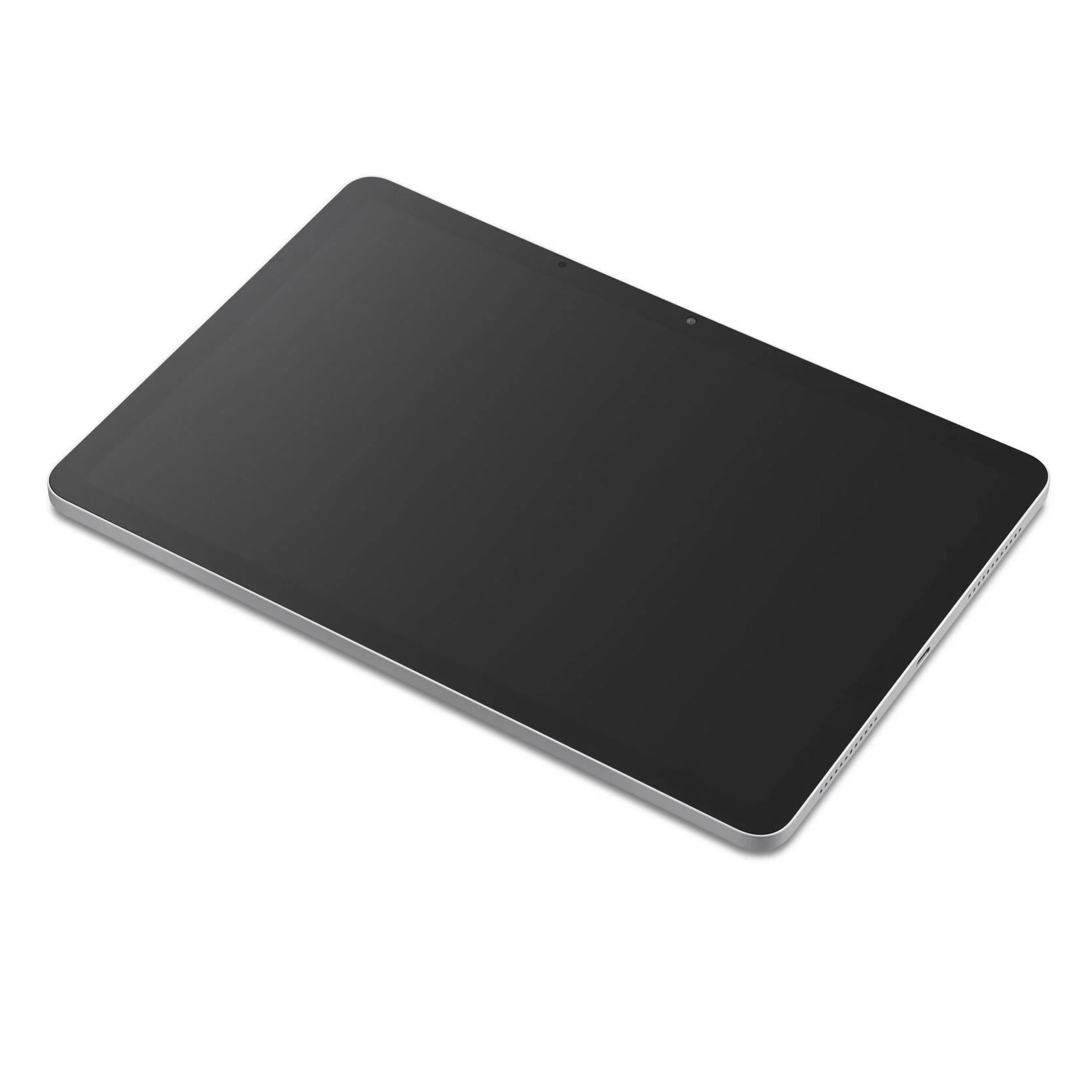 Wacom MovinkPad 11 tegneplade med skærm i sort med stor slukket skærm og smalle sølvkanter, vist fra vinkel.
