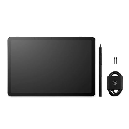 Wacom MovinkPad 11 tegneplade med skærm sort med stylus, 2 ekstra spidser og spiral USB-kabel.