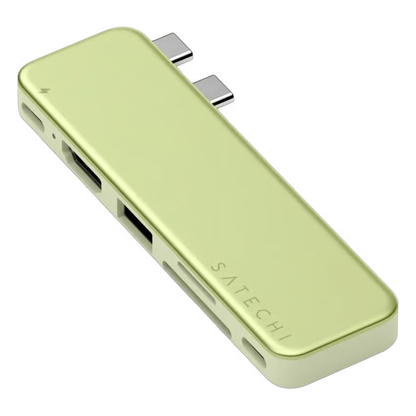 SATECHI USB-C Snap Hub Neo Citrus med seks porte, herunder USB-A, HDMI og USB-C, til MacBook Neo.
