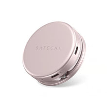 SATECHI OnTheGo 5-i-1 Neo USB-C-hub, rød, rund, med USB-C, SD-kortlæser og 4K HDMI til MacBook Neo.