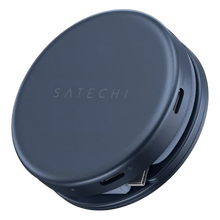 SATECHI OnTheGo 5-i-1 Neo USB-C-hub i farven indigo med flere porte, herunder 4K HDMI, kompakt design.