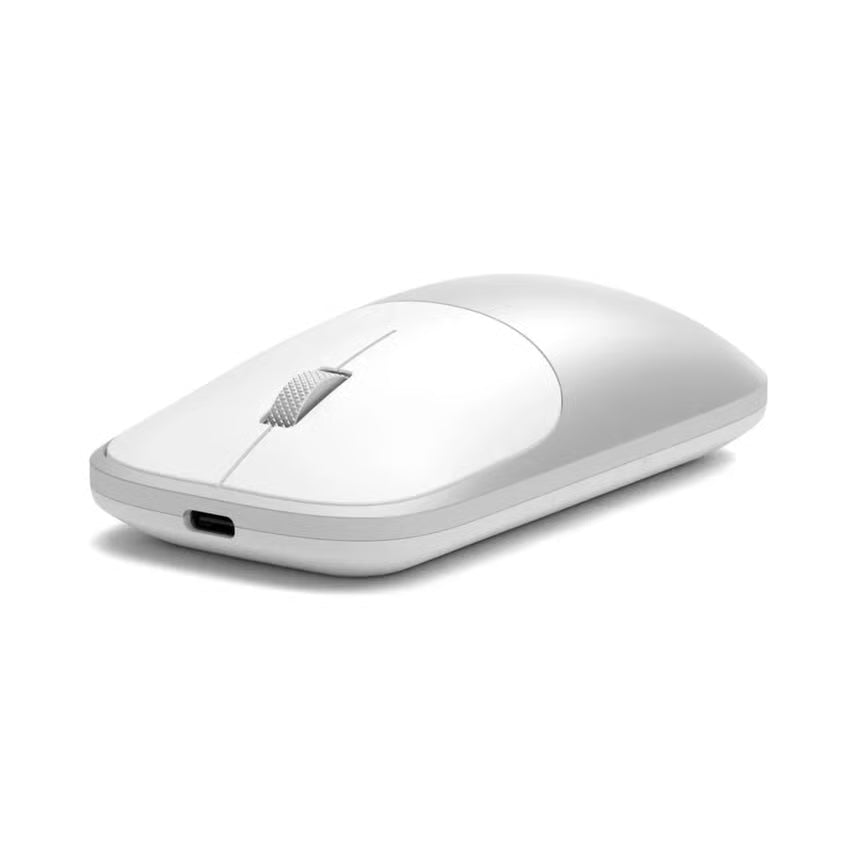SATECHI Slim EX Mus – trådløs, hvid, sølvfarvet, rullehjul, USB-C-porte, Bluetooth 5.3.