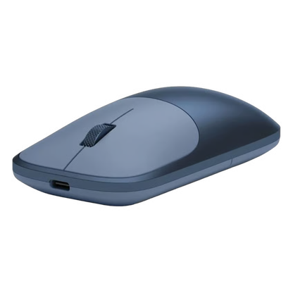 Satechi Slim EX Mouse – trådløs Bluetooth-mus i farven indigo med rullehjul og USB-C-opladningsport.