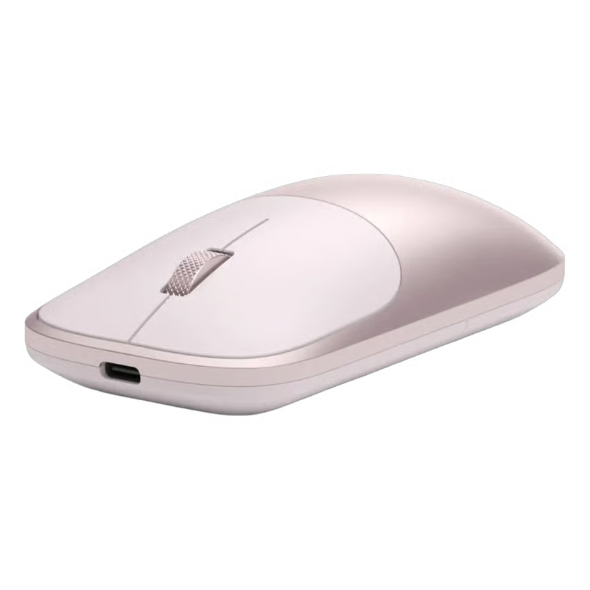 SATECHI Slim EX-mus, rød, Bluetooth 5.3, rullehjul og USB-C-opladningsport.