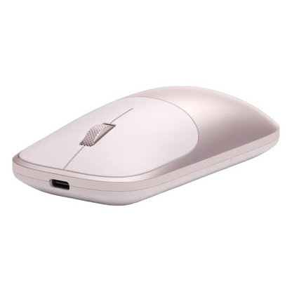 SATECHI Slim EX-mus, rød, Bluetooth 5.3, rullehjul og USB-C-opladningsport.