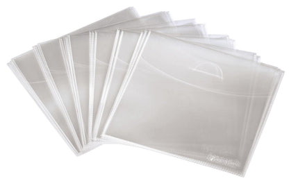 Hama 50 stk. gennemsigtige CD/DVD-lommer med låg, PP-plast, flapåbning.
