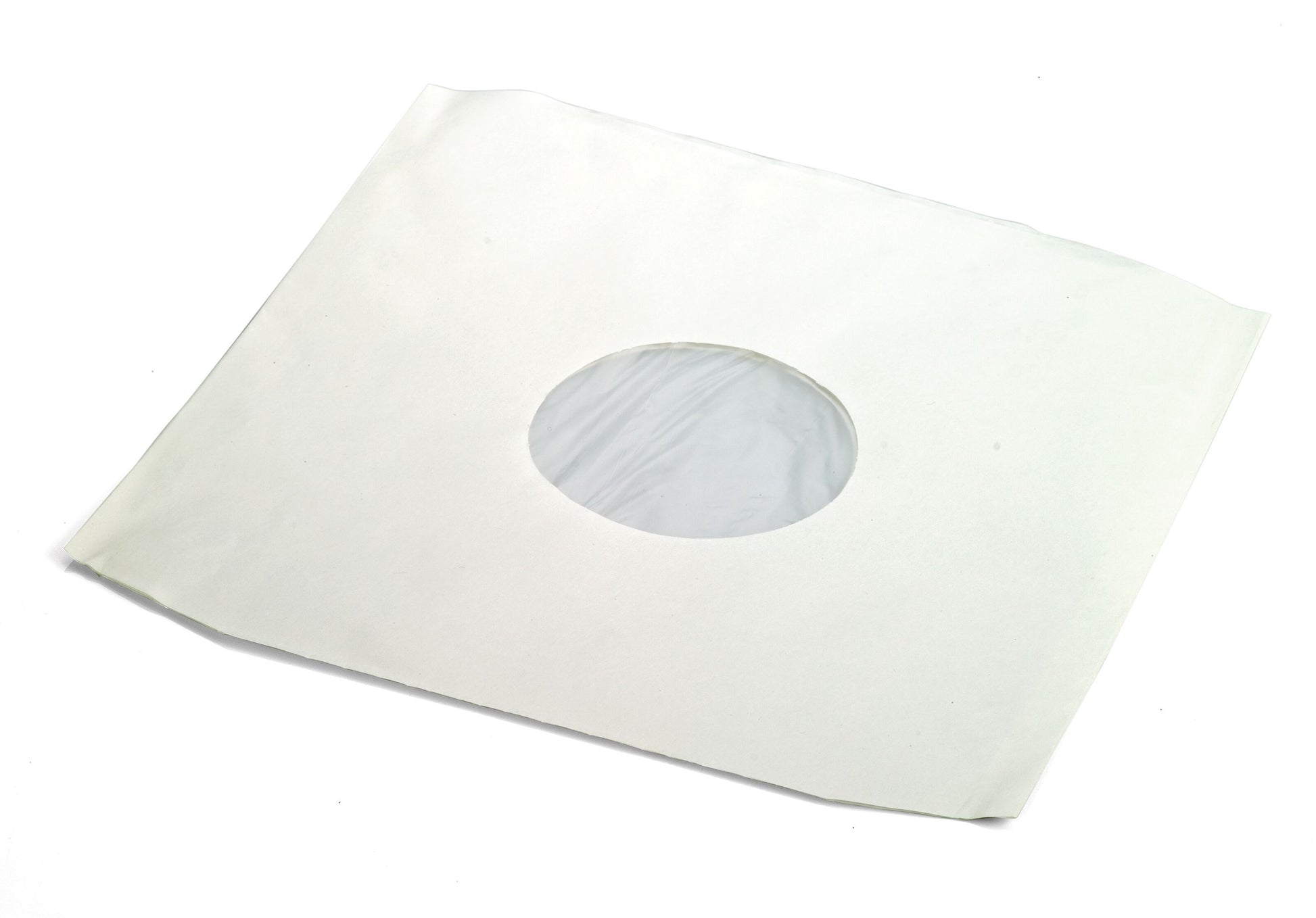 LP-innerrør 10-pakke hvide antistatiske papirsleeves med cirkulært vindue til vinylplader.