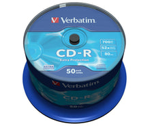 Verbatim CD-R pakke á 50 stk, 700 MB, op til 52x hastighed, 80 min optagetid, ekstra beskyttelse, blå bundt.