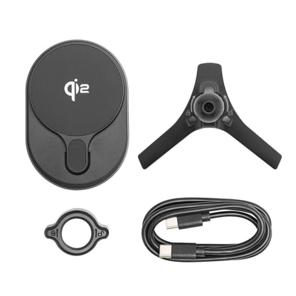 Magnetisk Qi2 opladningsplade bil 15W, tripod mount, ringbeslag, USB-C kabel til iPhone 12-16 trådløs opladning.