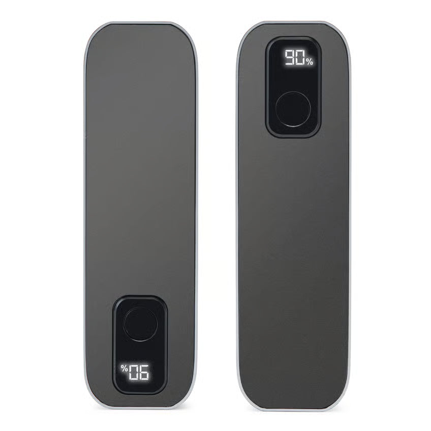 Magnetisk, delbar håndvarmer med powerbank, sort, digitalt display med 06  og 90 , justerbar varme, 2 × 5000 mAh.
