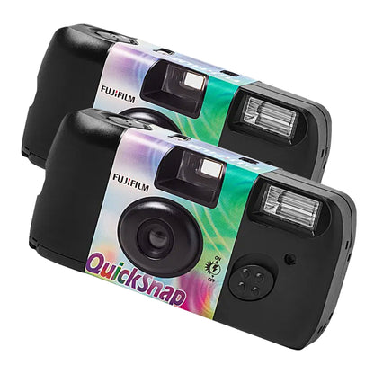 Fujifilm QuickSnap Flash engangskamera 2-pak sort med farvede bånd, hver til 27 billeder.