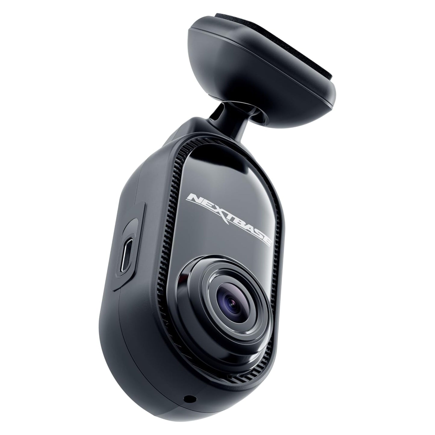 Nextbase Piqo 1K dashcam sort oval med linse, monteringsbeslag og modelnavn synligt foran.