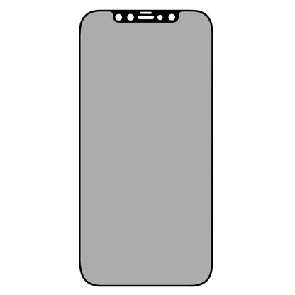 Sort konturomrids af smartphone med grå skærm, afrundede hjørner og top notch, passer til Elite Extreme Privacy iPhone 12/12 Pro.