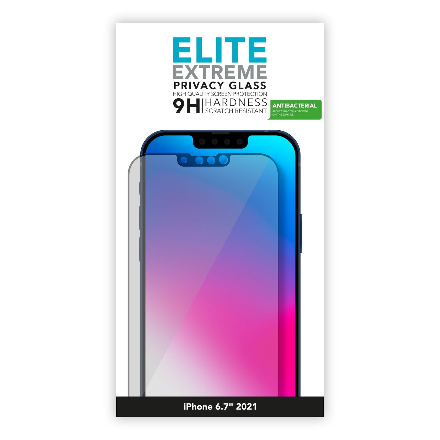 Linocell Elite Extreme Privacy skærmbeskyttelse til iPhone 13 Pro Max/14 Plus 9H hårdhed ridsefast antibakteriel.