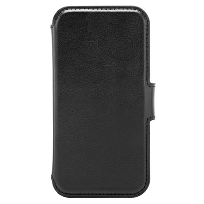 Linocell mobilpung til iPhone 13 Mini stående med lukket front, synlig tekstur og pænt syede kanter.