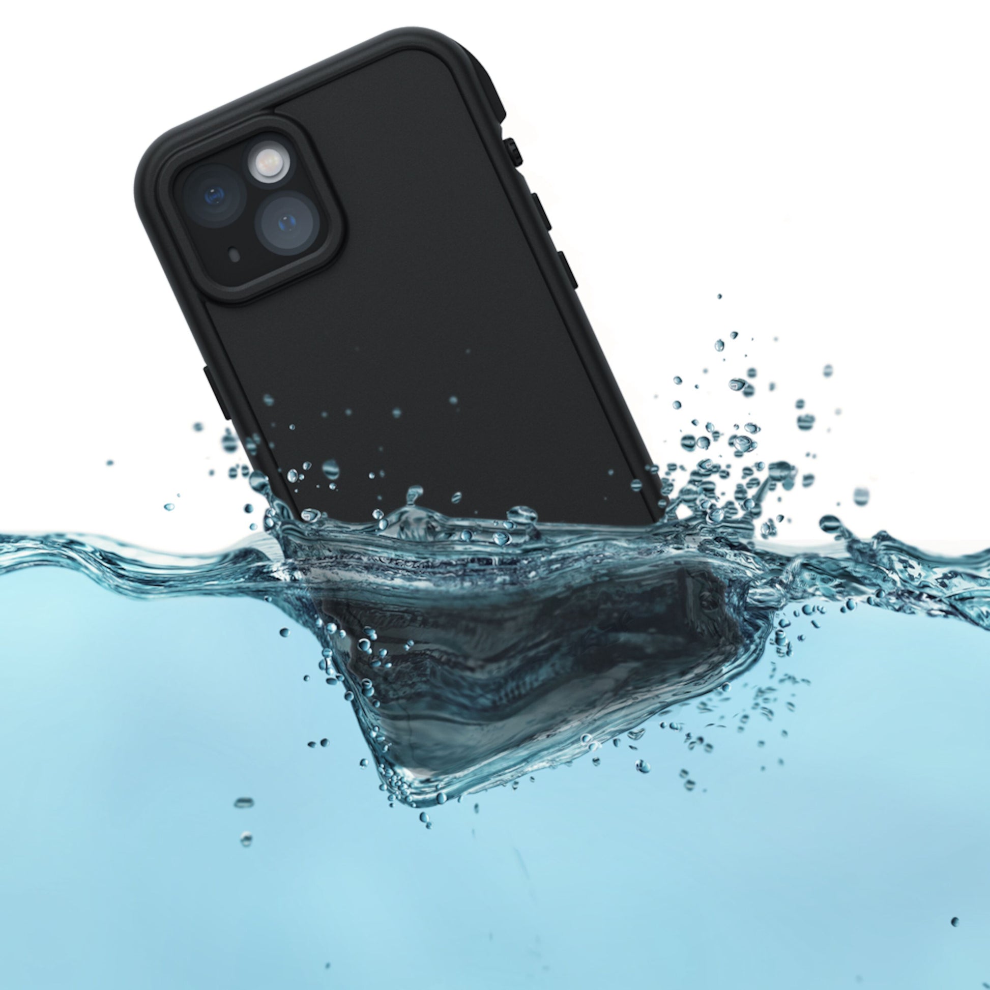 Otterbox Fre mobilcover til iPhone 13 i sort med udskæringer til dobbelt kamera og vandtæt design.