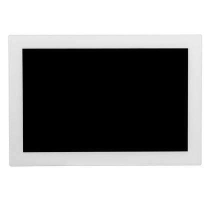 Denver Frameo digital fotoramme 10,1" hvid, rektangulær IPS LCD touchskærm, sort display, wifi, skærmen slukket.