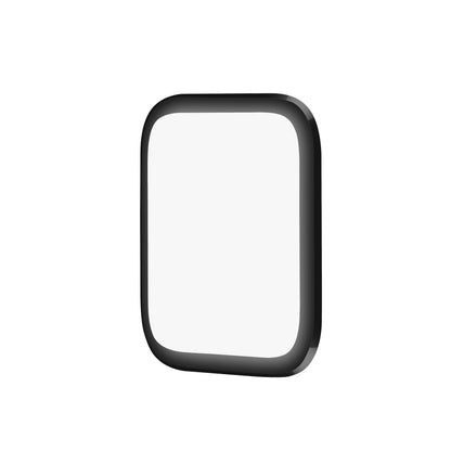 Skærmbeskyttelse til Apple Watch Series 5/6/SE 44mm, rektangulært hærdet akrylglas, sort kant, hvidt center.