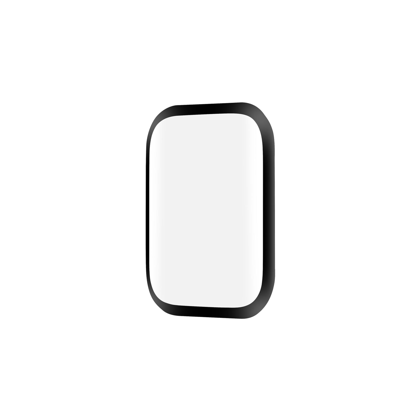 Buede skærmbeskyttere til Apple Watch Series 7/8/9 41mm, rektangulære med afrundede hjørner, sort ramme, hærdet akrylglas.