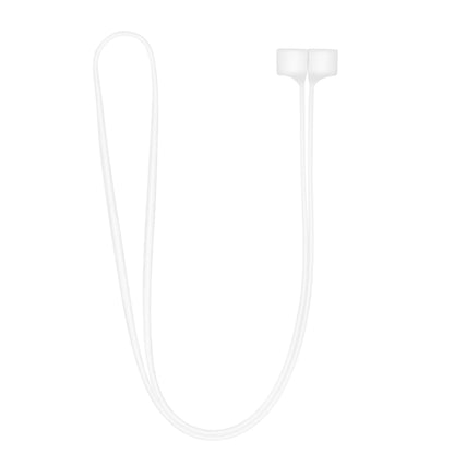 Linocell Airpods-rem i hvid silikone, holderrem med to løkker til montering på brillestænger.