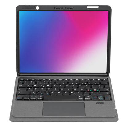 Linocell Tastaturcover til iPad 10.2/10.5 aftageligt tastatur, pink/lilla/blå gradient, Pencil Holder øverst.