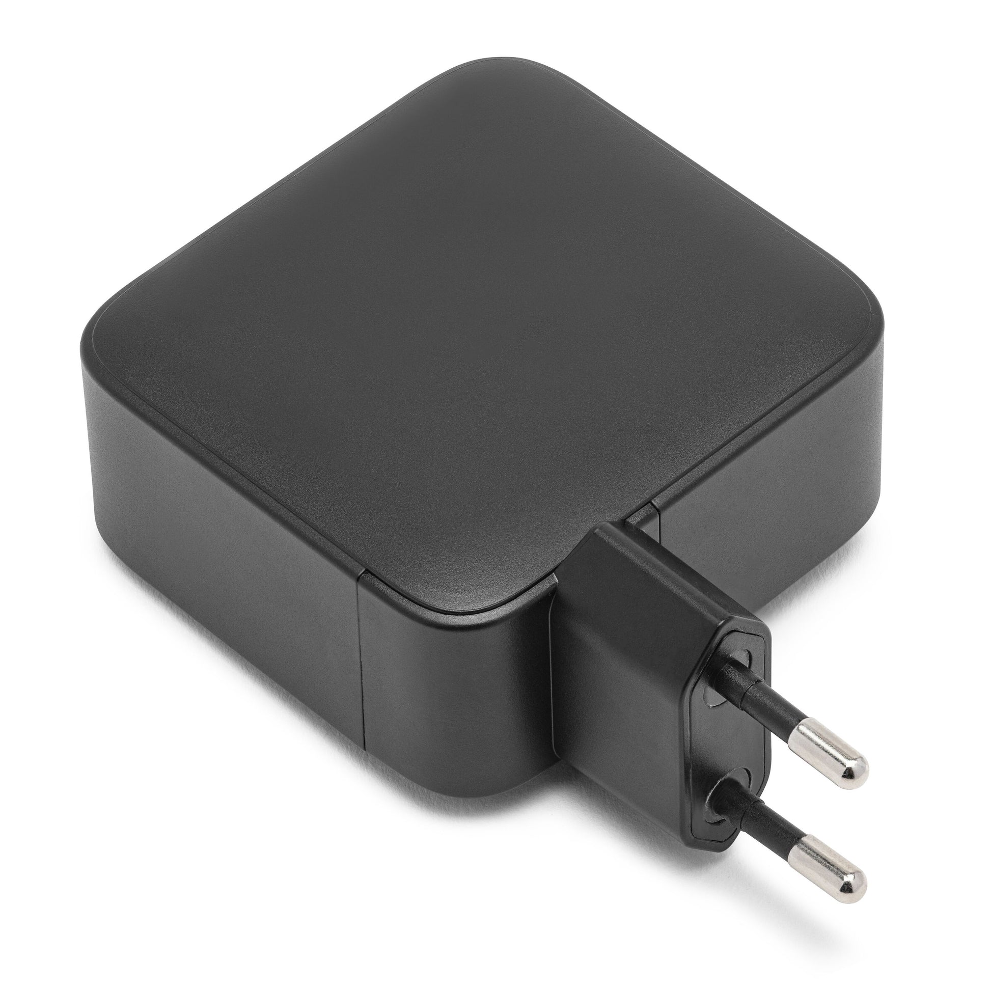 Linocell GaN multioplader PD 3.1 140W sort, firkantet med to runde EU-stik og USB Power Delivery 3.1.