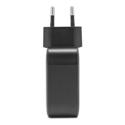 Linocell Premium GaN oplader PD 3.1 140W sort, rektangulær med to runde metalben, understøtter USB Power Delivery 3.1.
