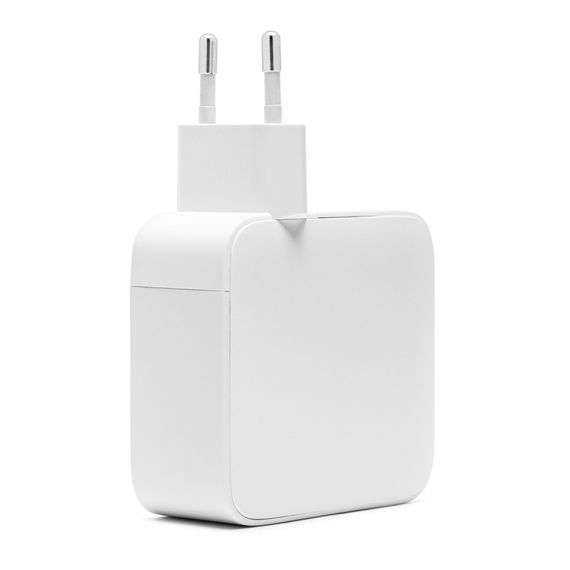 GaN multioplader PD 3.1 140W hvid, rektangulær, to runde EU-stikben, hurtigopladning op til 140 W.