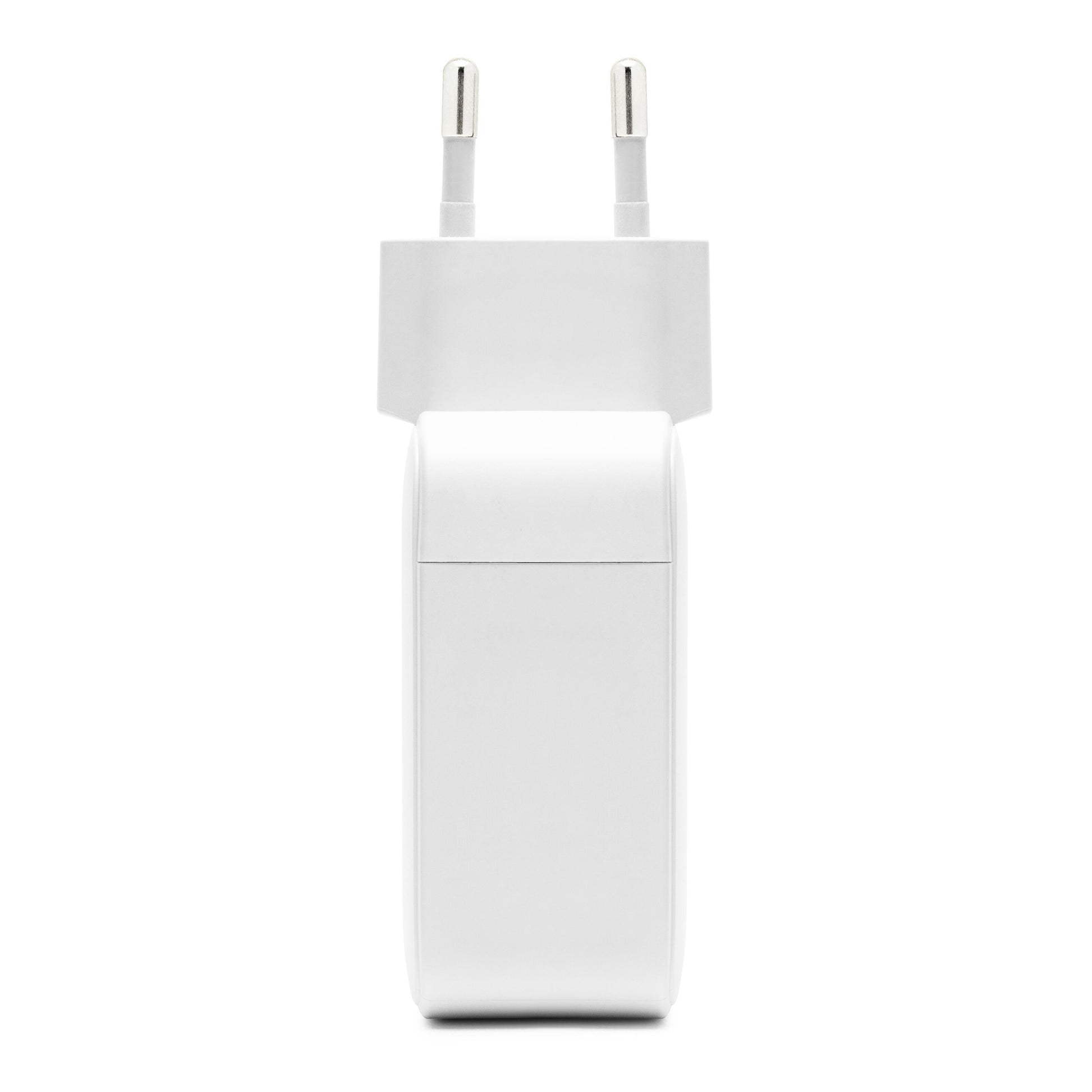 Linocell Premium GaN multioplader PD 3.1 140 W, hvid, rektangulær med to runde metalben, set forfra.