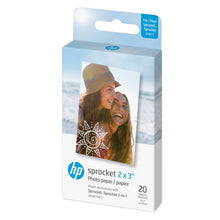HP Zink papir 20-pak 5x7,6 cm i lyseblå emballage til HP Sprocket printer og fotoklistermærker.