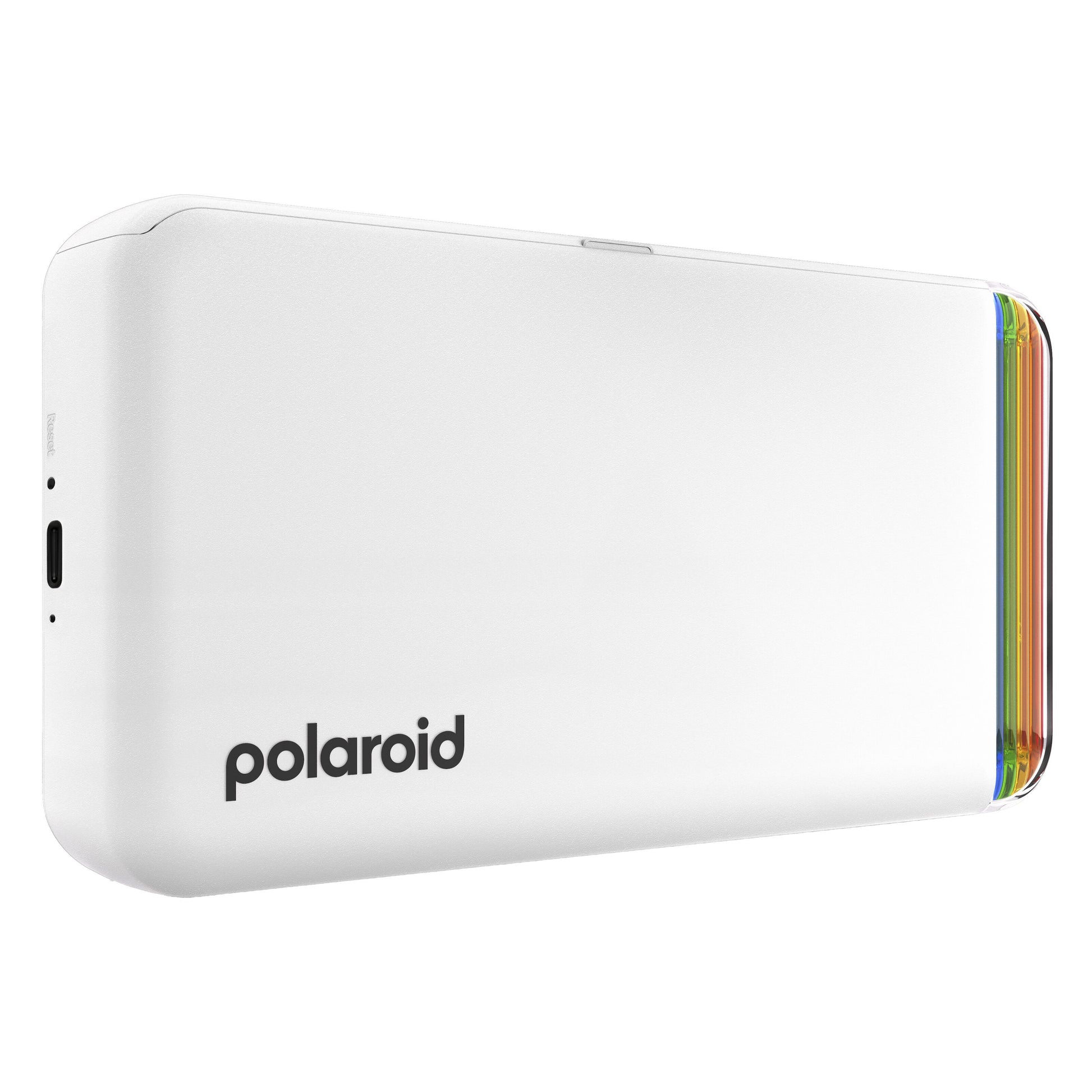 Polaroid Hi-Print Gen 2 mobilprinter i hvid med afrundede kanter og sort Polaroid-logo.