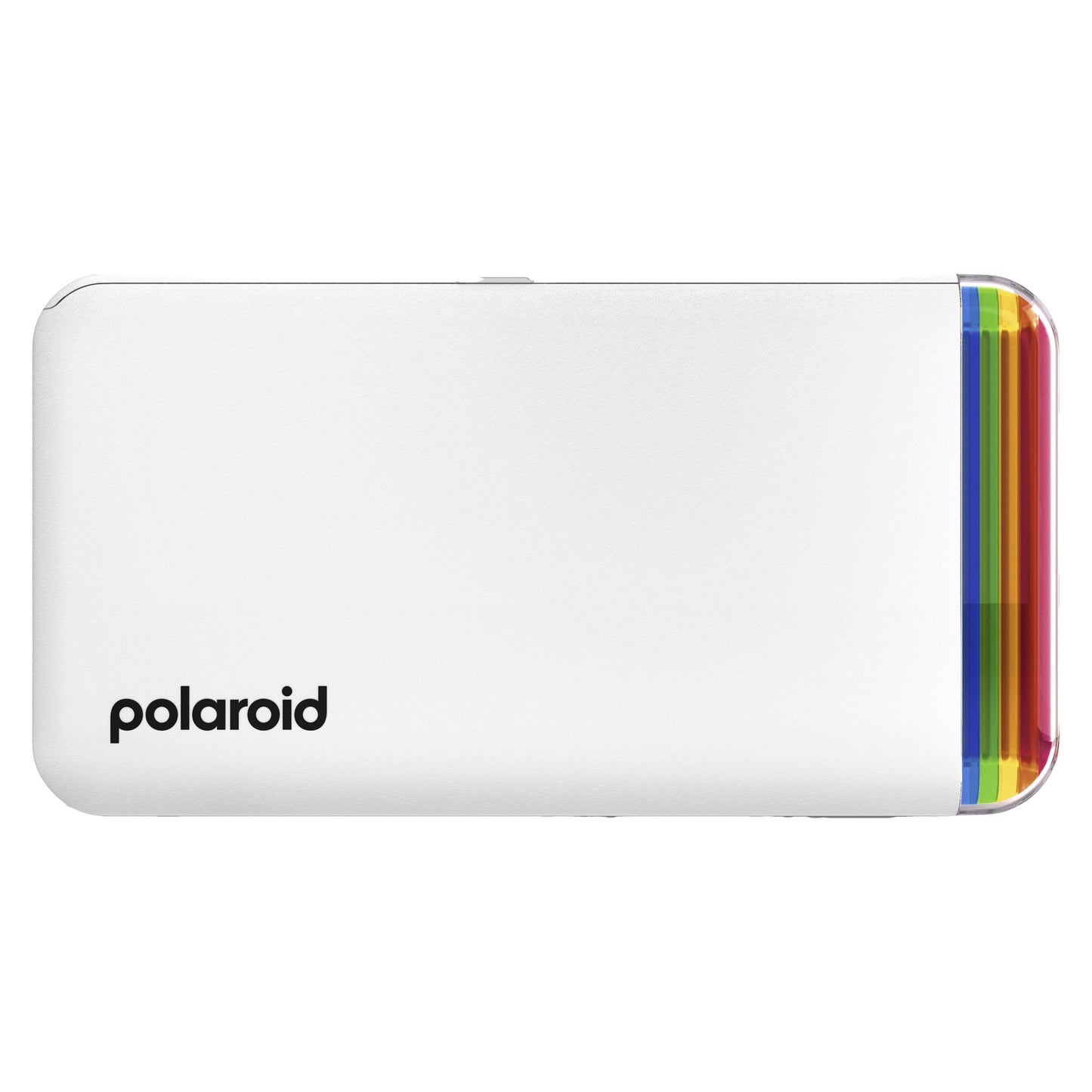 Polaroid Hi-Print Gen 2 mobil fotoskriver, hvid med regnbuedetaljer, kompakt design til øjeblikkelig fotoprint.