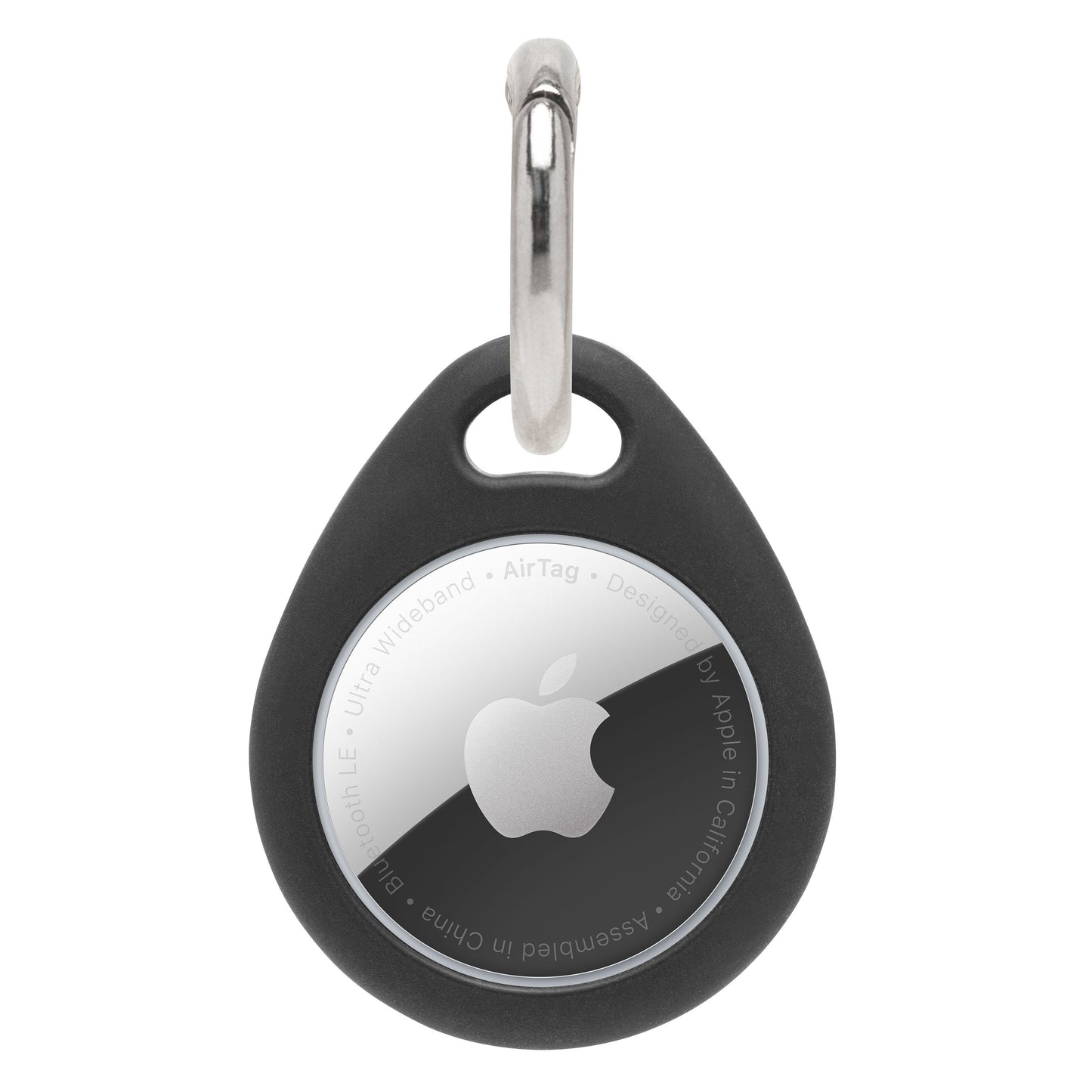 Linocell AirTag Nøglering Sort nøgleholder i sort TPU-plast med plads til AirTag, tæt design og synligt logo på forsiden.