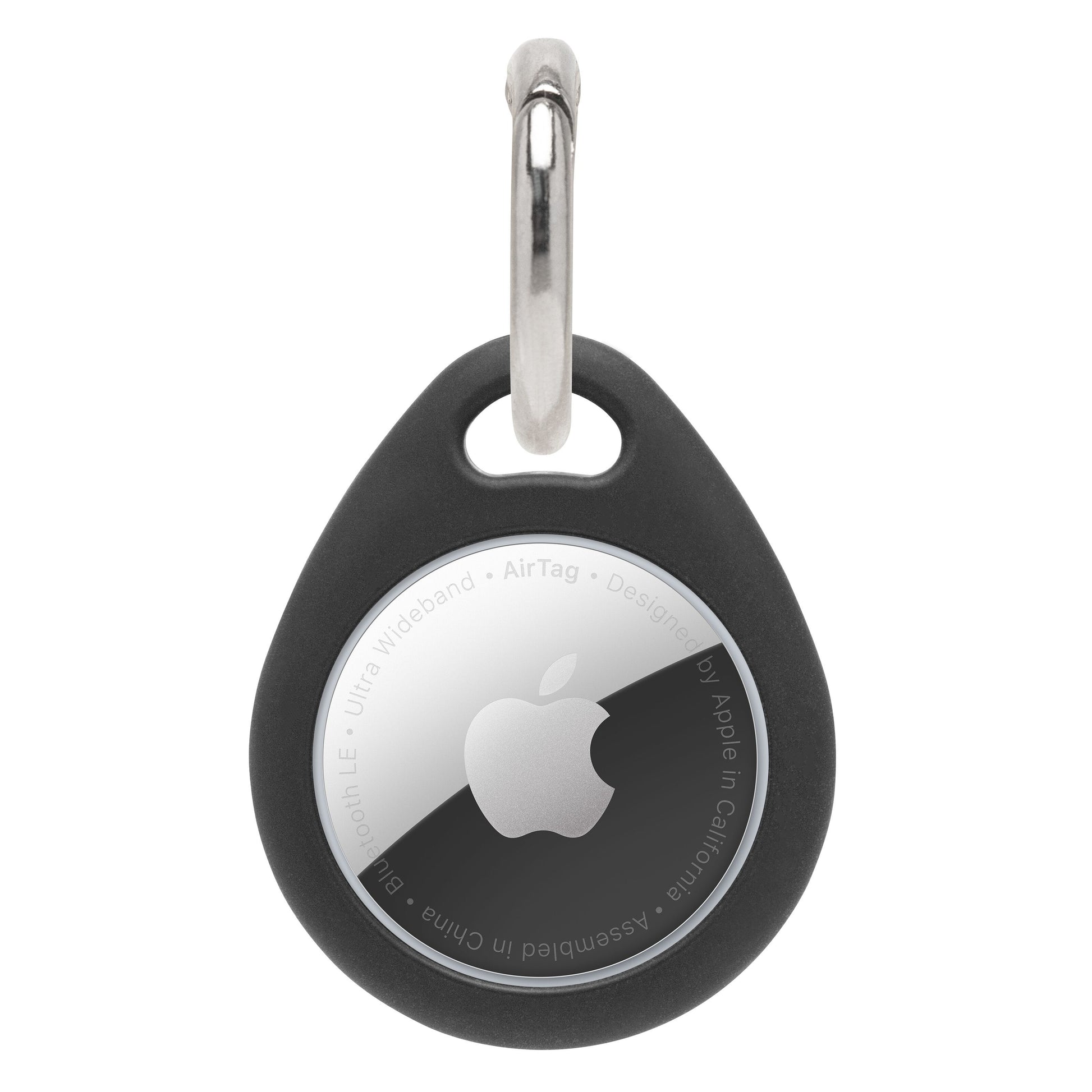 Linocell AirTag Nøglering Sort nøgleholder i sort TPU-plast med plads til AirTag, tæt design og synligt logo på forsiden.