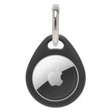 Linocell AirTag Nøglering Sort nøgleholder i sort TPU-plast med plads til AirTag, tæt design og synligt logo på forsiden.