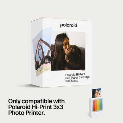 Polaroid Hi-Print 3x3 bærbar fotoskriver inkl. 60 ark, kompatibel med Hi-Print 3x3 fotoprinter.