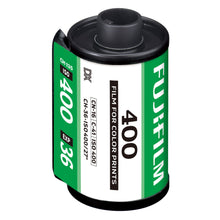 Fujifilm 135 film ISO 400 grøn og hvid rulle til farveprint, 36 billeder til 35 mm kamera.