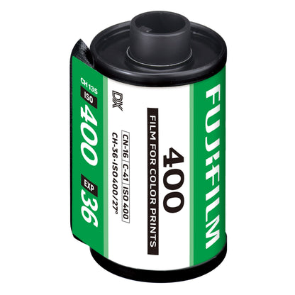 Fujifilm 135 film ISO 400 grøn og hvid rulle til farveprint, 36 billeder til 35 mm kamera.