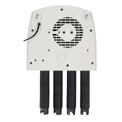 Nedis skotørrer 350 W med fire sorte fleksible slanger, justerbare varmluftsrør og cirkulær ventilation, ledning til venstre.