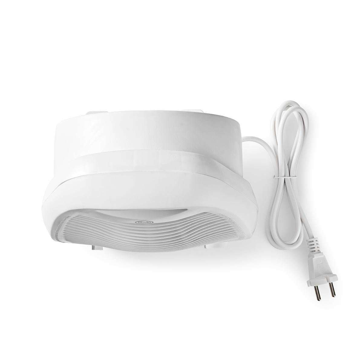 Varmeblæser med justerbar termostat 1000/2000W, hvid, ventileret front, fastmonteret ledning med stik.