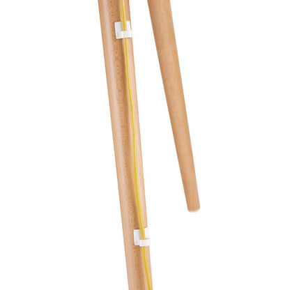 Nedis TV gulvstand, to træben til 50-65" TV, max 35 kg, gul kabel fastgjort til ben med hvide clips.