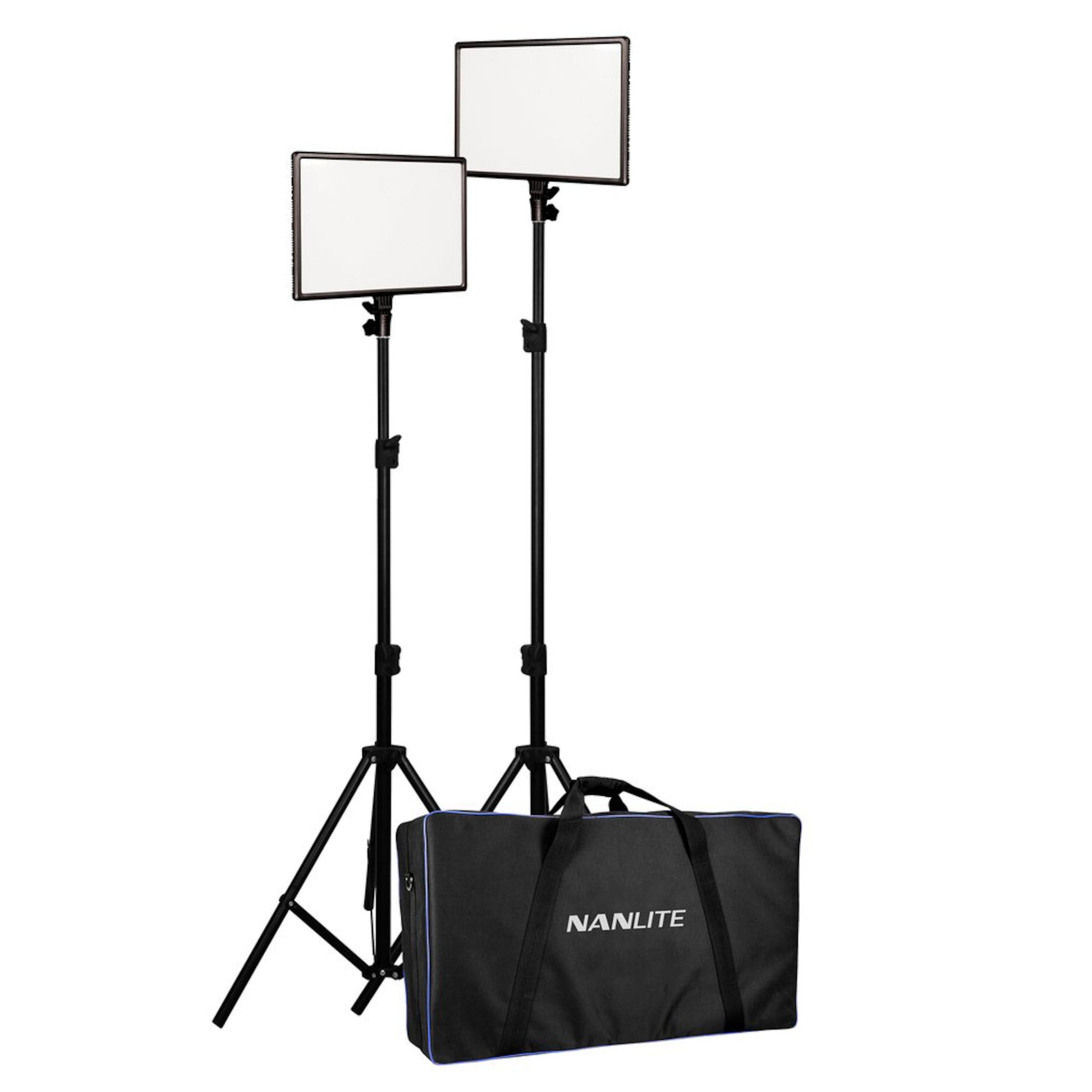 Nanlite LumiPad 25 LED-paneler 2-pak med stativ og sort bærepose.